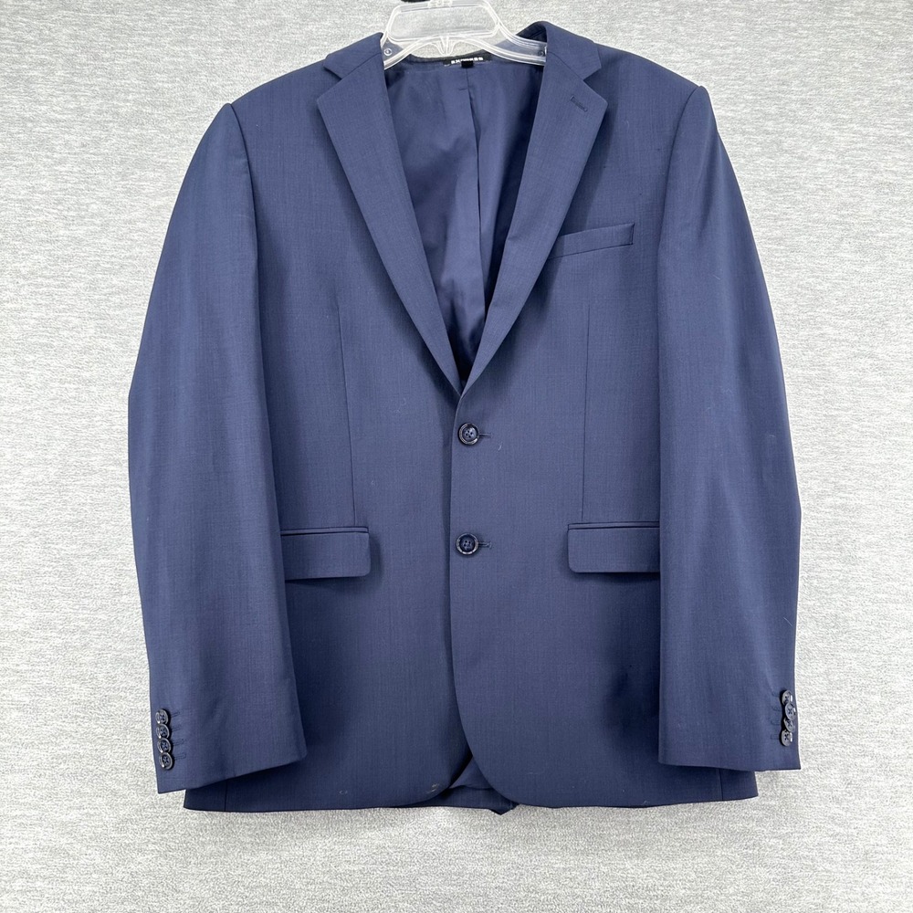 Express Blazer Mens 38R Blue Extra Slim Suit Jacket Wool Blend Two Button Solid